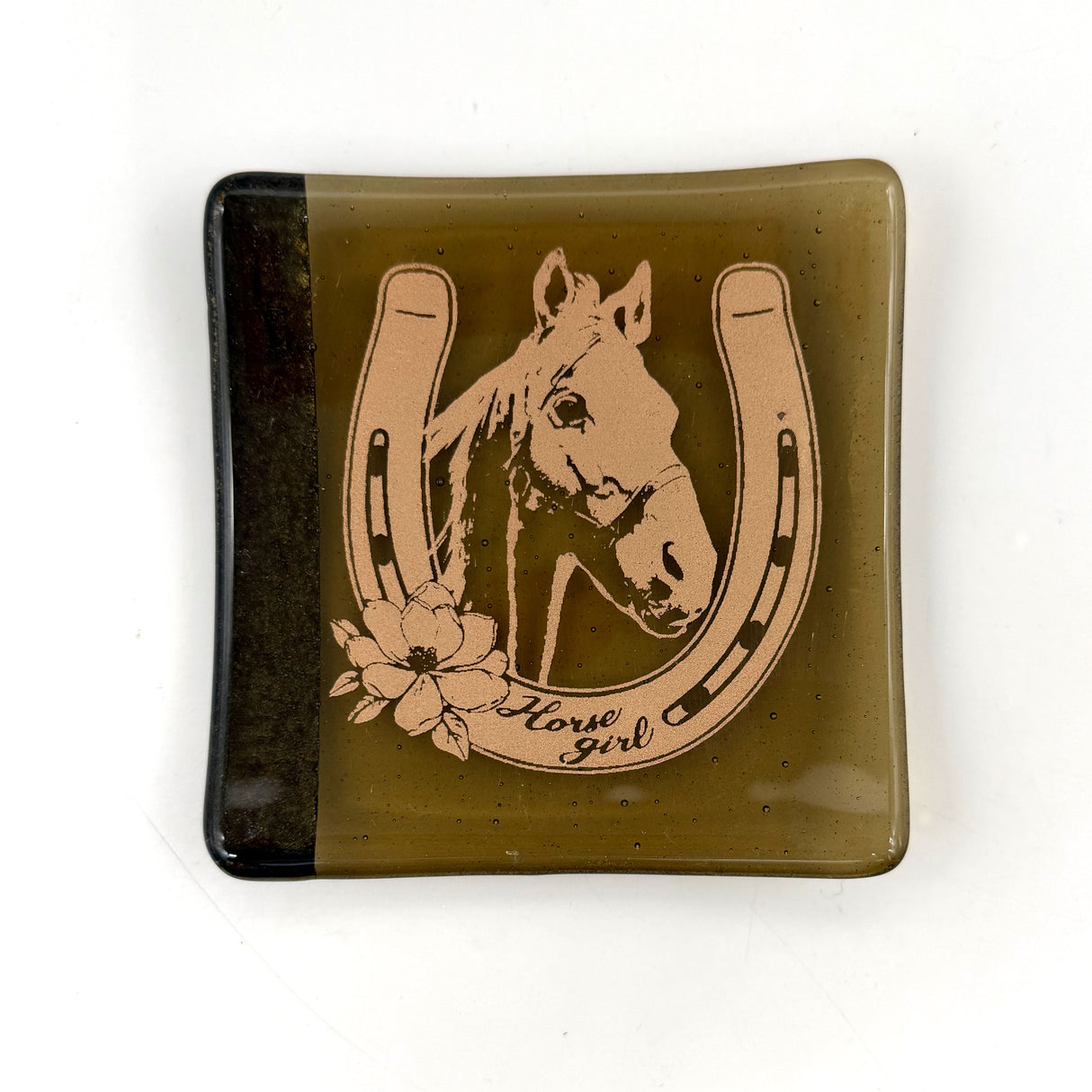 Horse Girl Handmade 4.5" Handmade Fused Glass Catch-all Dish