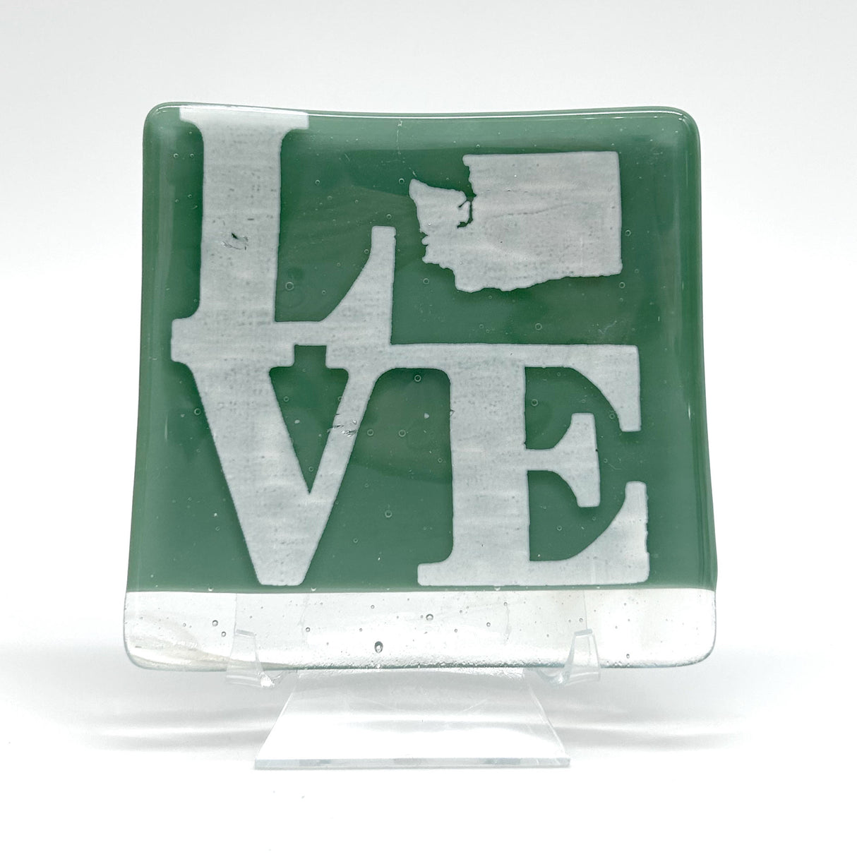 LOVE Washington State Fused Glass Catch-all Dish - made to order