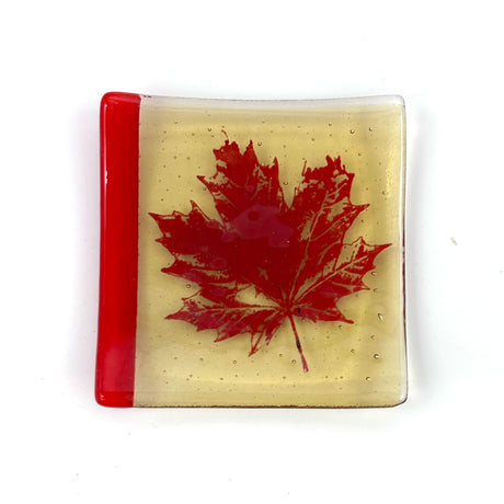 Maple Leaves 4.5" Handmade Fused Glass Catch-all Dish