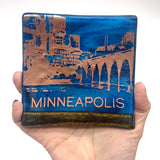Minneapolis Sunset Skyline 4.5" Fused Glass Catch-all Dish