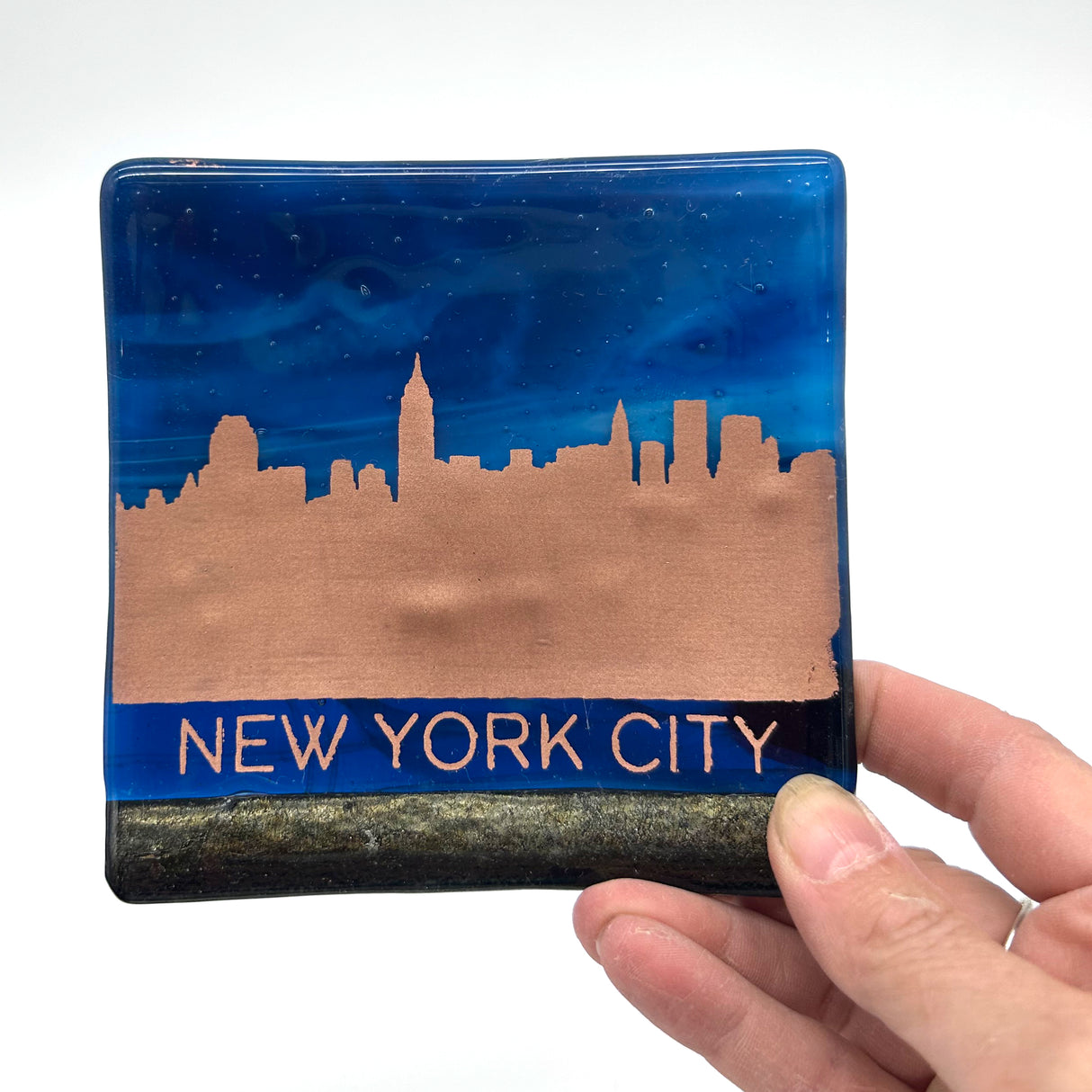 New York City Skyline 4.5" Fused Glass Catch-all