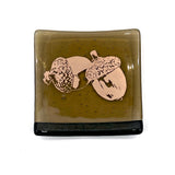 Oak Leaves Acorn 4.5" Handmade Fused Glass Catch-all Dish