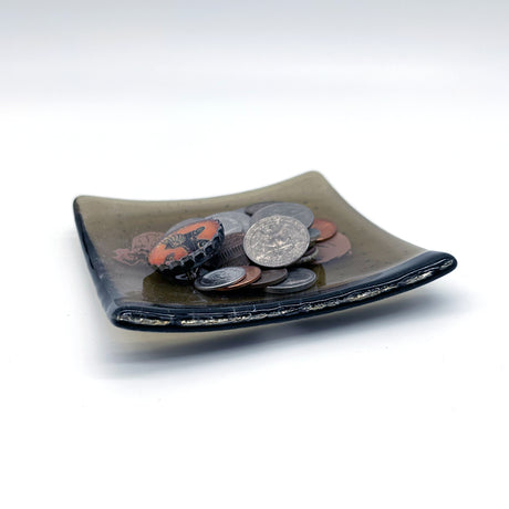 Oak Leaves Acorn 4.5" Handmade Fused Glass Catch-all Dish