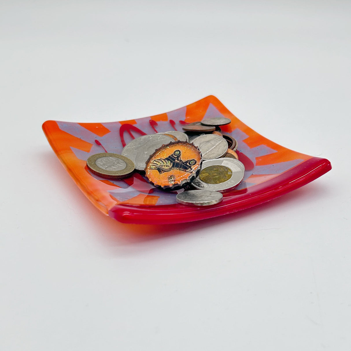 Peace Love 4.5" Handmade Fused Glass Catch-all Dish