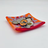 Peace Love 4.5" Handmade Fused Glass Catch-all Dish