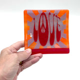 Peace Love 4.5" Handmade Fused Glass Catch-all Dish