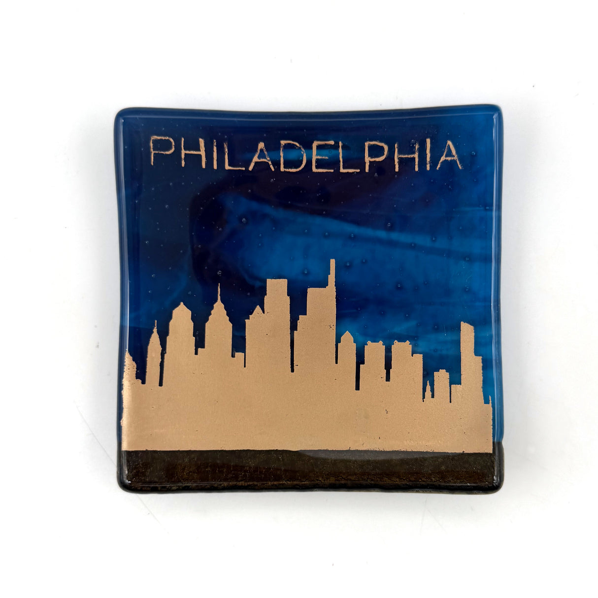 Philadelphia Sunset Skyline 4.5" Fused Glass Catch-all Dish