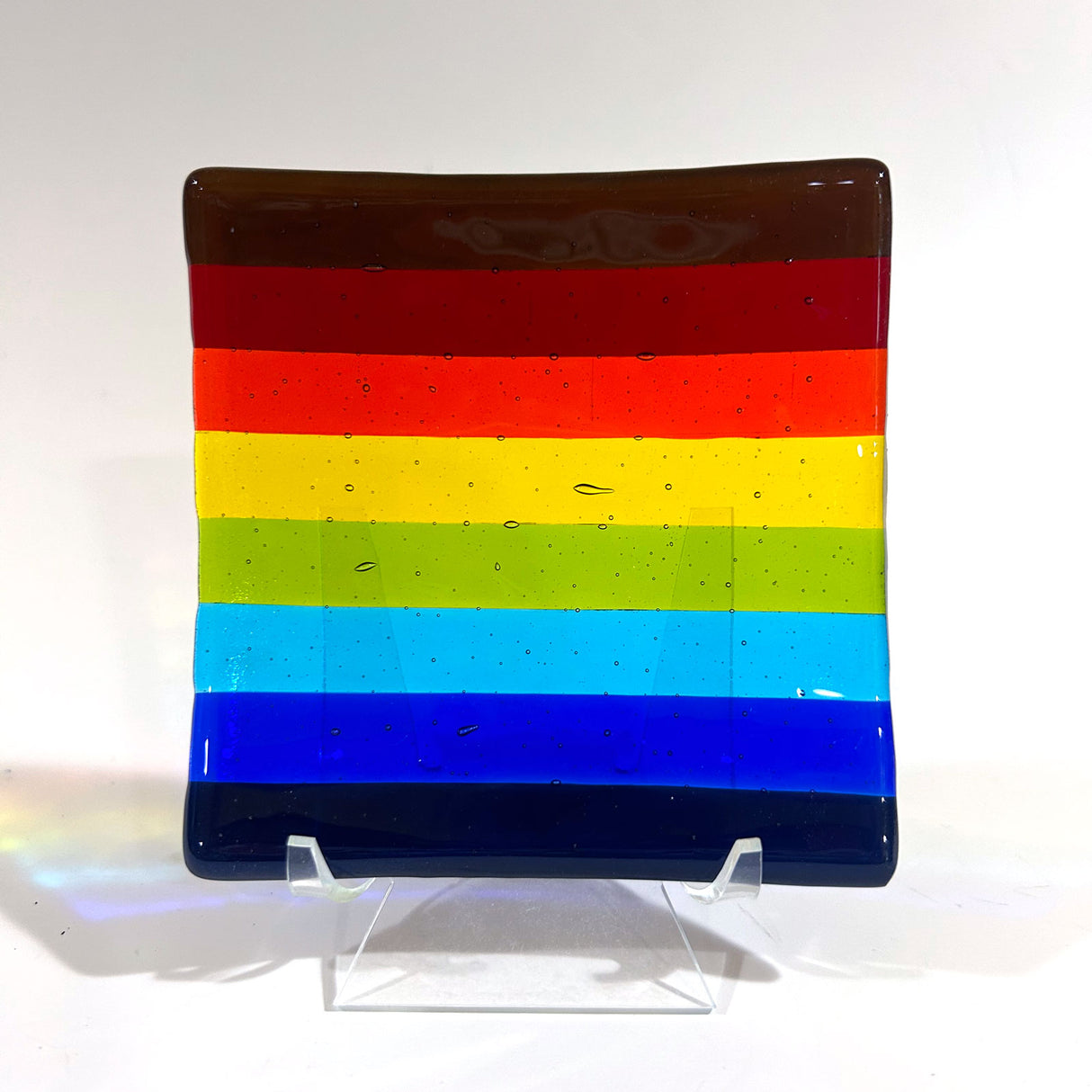 Rainbow Stripes 4.5" Handmade Fused Glass Catch-all Dish