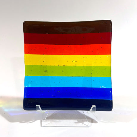 Rainbow Stripes 4.5" Handmade Fused Glass Catch-all Dish