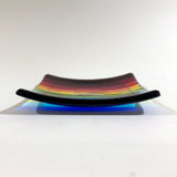 Rainbow Stripes 4.5" Handmade Fused Glass Catch-all Dish