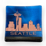 Seattle Sunset Skyline Fused Glass Catch-all Dish - made to order