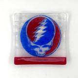 Steal Your Face Grateful Dead Handmade 4.5" Handmade Fused Glass Catch-all Dish