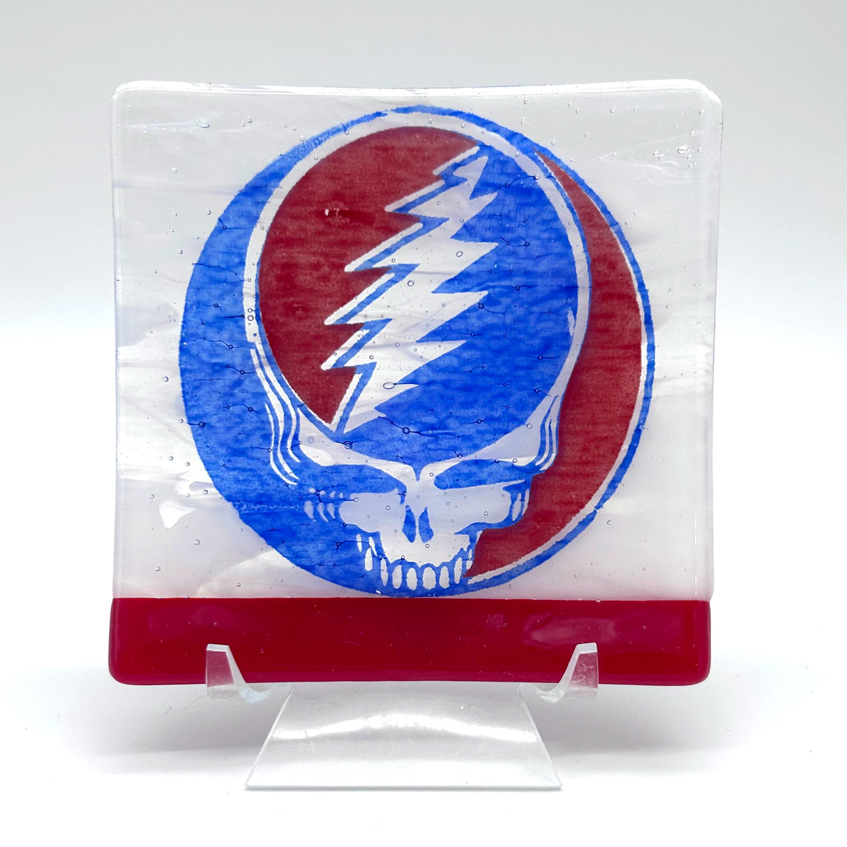 Steal Your Face Grateful Dead Handmade 4.5" Handmade Fused Glass Catch-all Dish