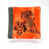 Tiger Tattoo Handmade 4.5" Handmade Fused Glass Catch-all Dish