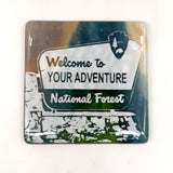 Welcome to Your Adventure National Forest  Fused Glass 4" Single Coaster