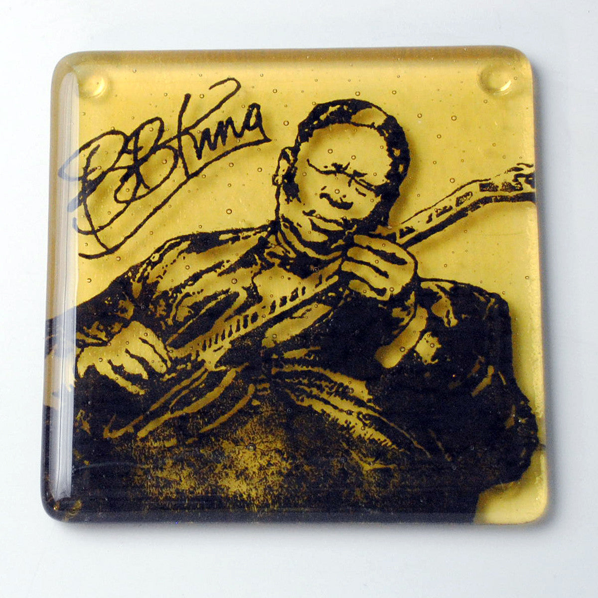 B.B. King Fused Glass 4" Single Coaster