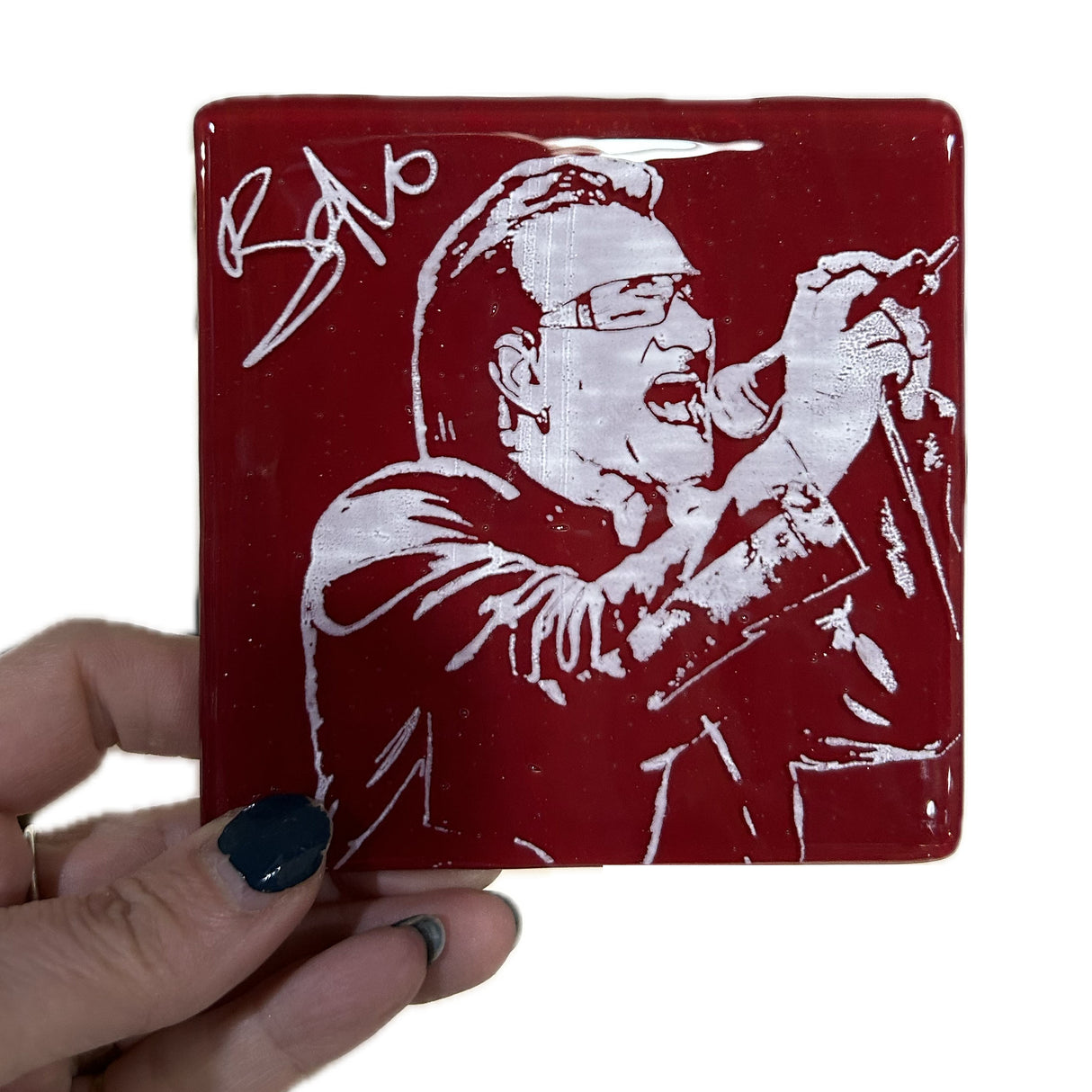 Bono  Fused Glass 4" Single Coaster