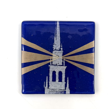 Boston One-if-by-land Old North Church Fused Glass 4" Single Coaster