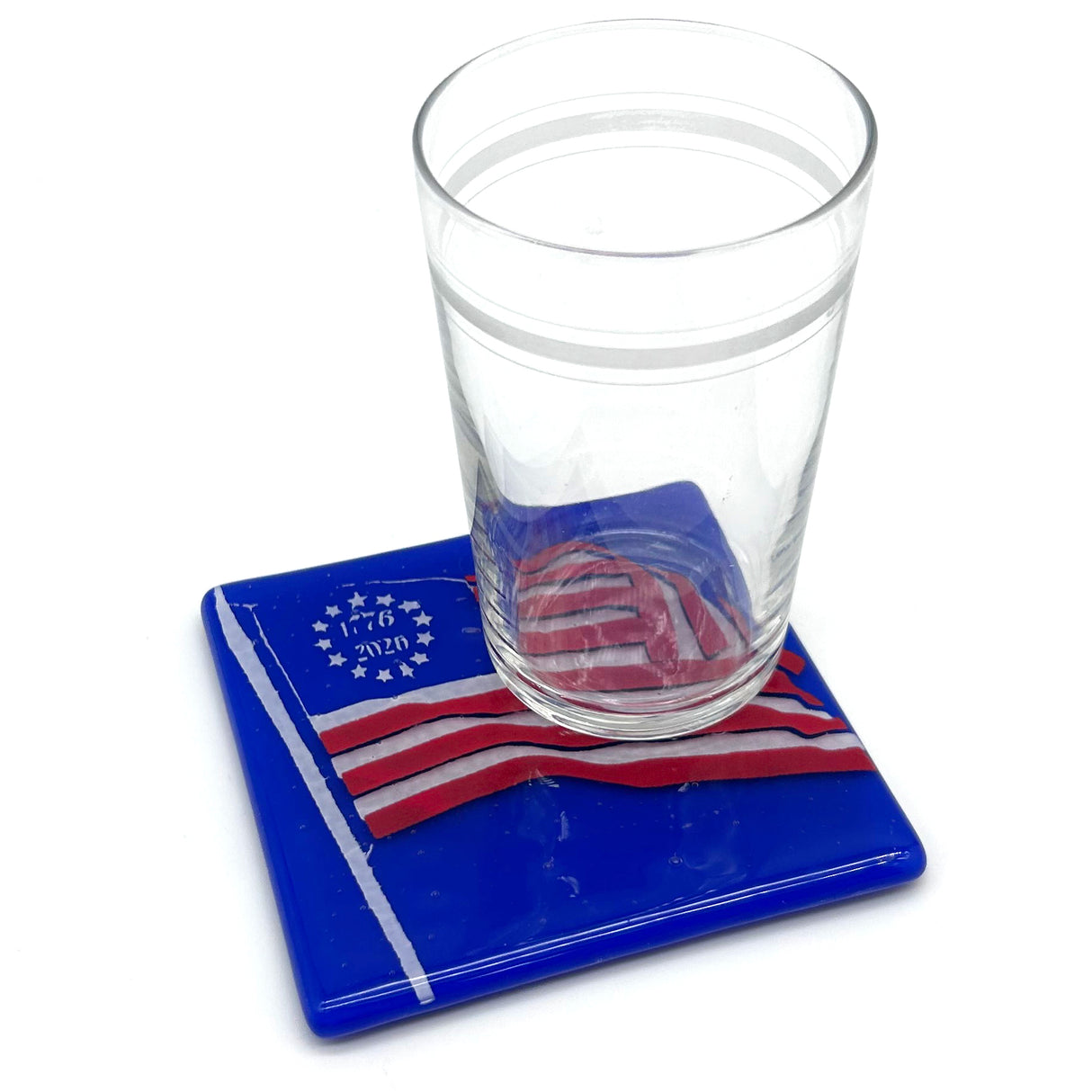 Betsy Ross 1776-2026 Flag Handmade 4" Handmade Fused Glass Coaster