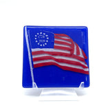 Betsy Ross 1776-2026 Flag Handmade 4" Handmade Fused Glass Coaster