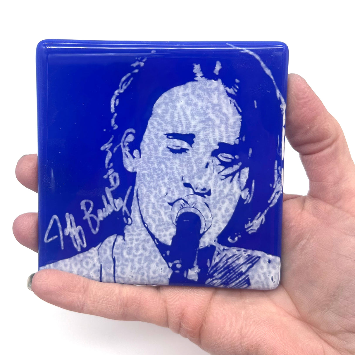 Jeff Buckley Handmade 4" Handmade Fused Glass Coaster