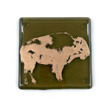 Buffalo Fused Glass 4" Single Coaster