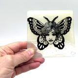 Butterfly Tattoo 4" Handmade Fused Glass Bar Coaster