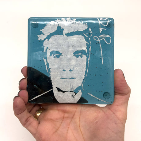 David Byrne Fused Glass 4" Single Coaster
