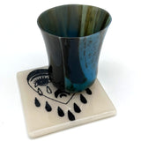 Crying Heart Tattoo 4" Handmade Fused Glass Bar Coaster