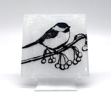 Birds | Chickadee Fused Glass 4" Single Coaster