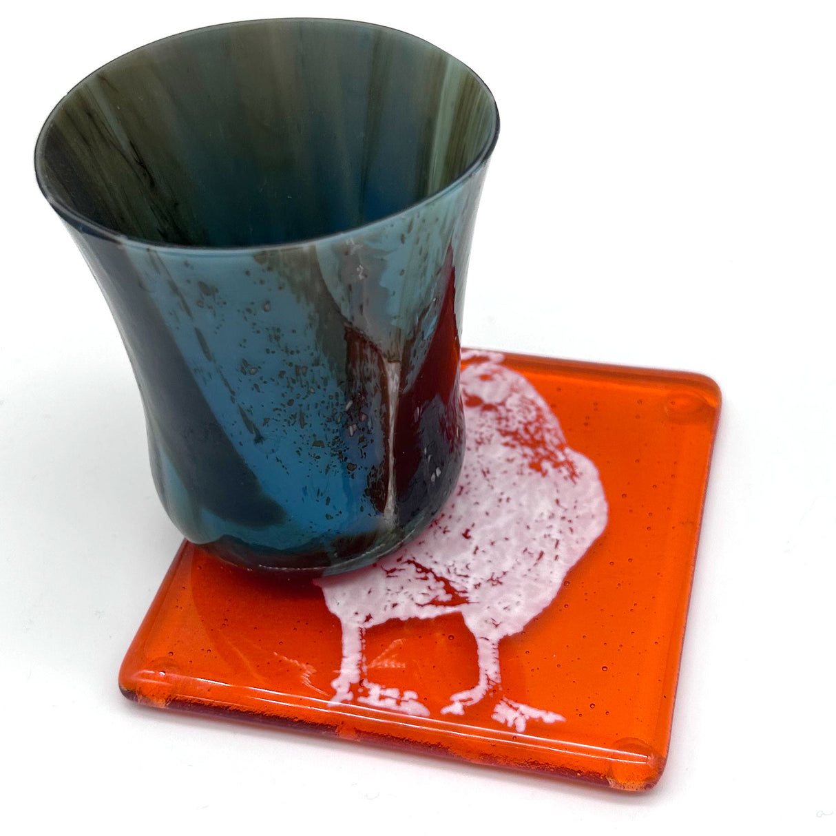 Backyard Chicken Handmade 4" Single Fused Glass Coaster
