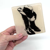 Cowboy Hat & Boots Fused Glass 4" Single Coaster