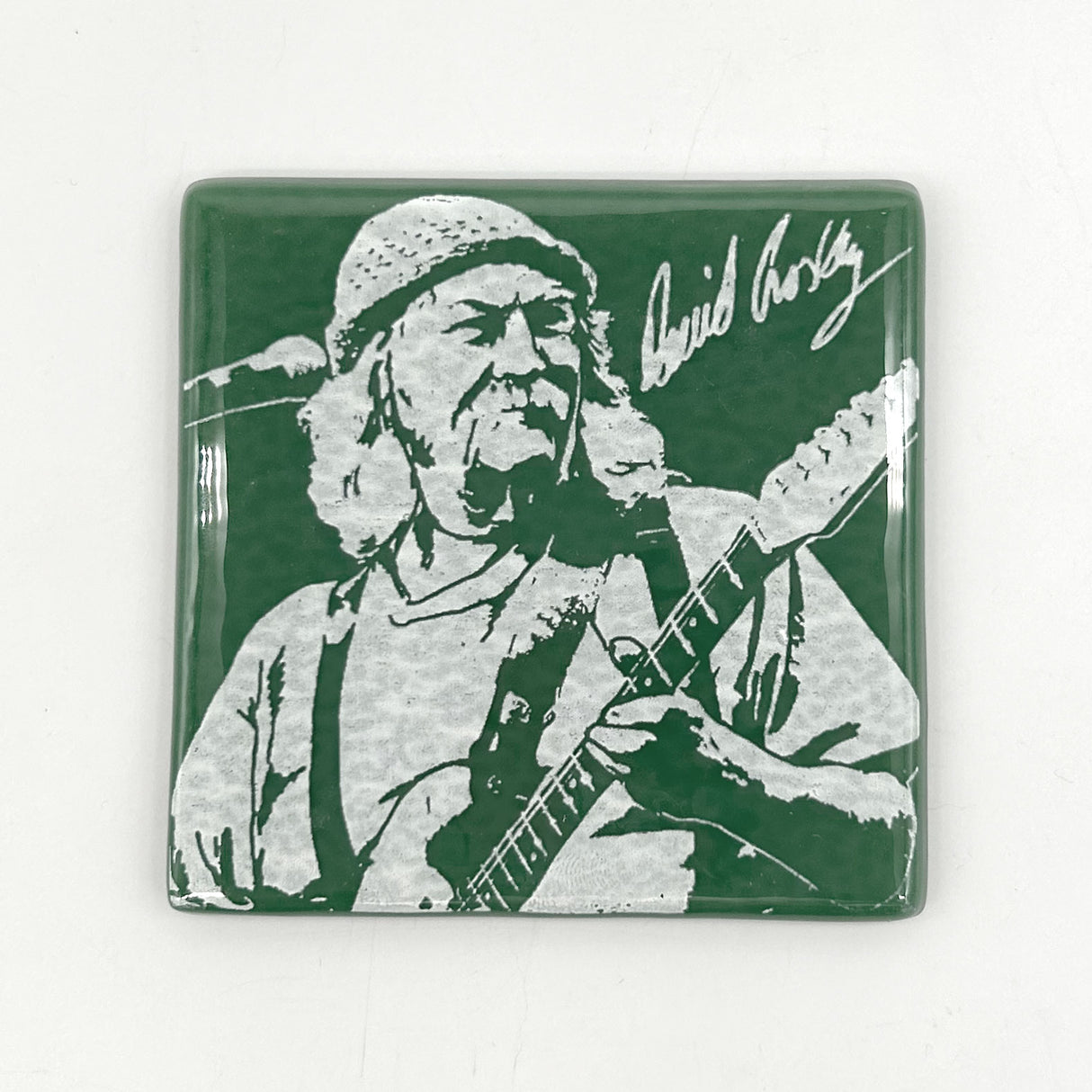 David Crosby  Fused Glass 4" Single Coaster