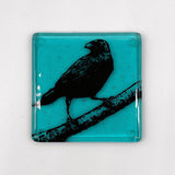 Birds | Crow Fused Glass 4" Single Coaster