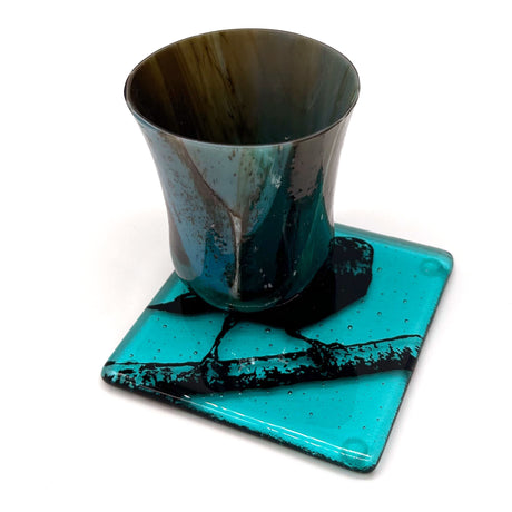 Birds | Crow Fused Glass 4" Single Coaster