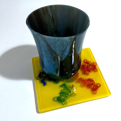 Deadhead Dancing Bears Fused Glass 4" Single Coaster
