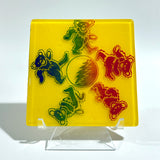 Deadhead Dancing Bears Fused Glass 4" Single Coaster