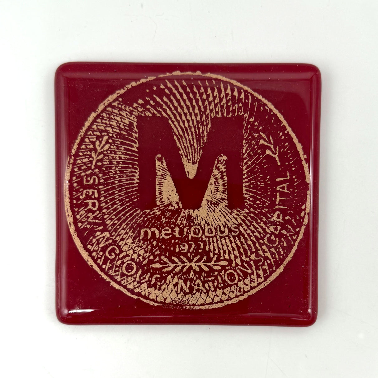 Washington DC Metro Token Fused Glass 4" Single Coaster