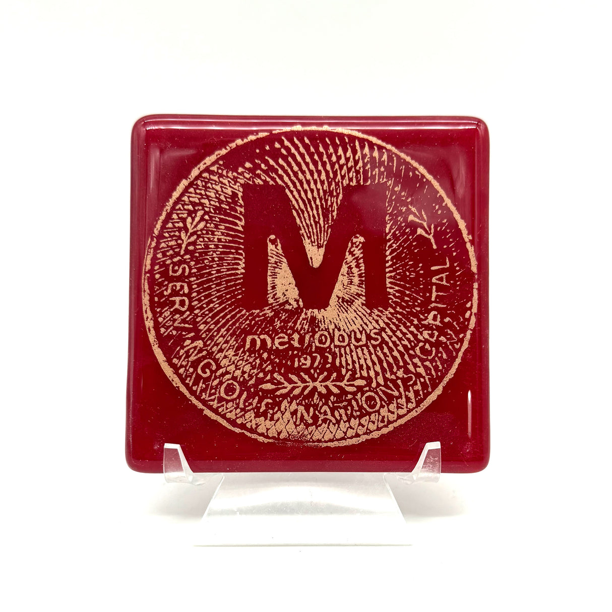 Washington DC Metro Token Fused Glass 4" Single Coaster