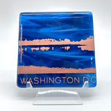 Washington DC Sunset Skyline Fused Glass 4" Coaster