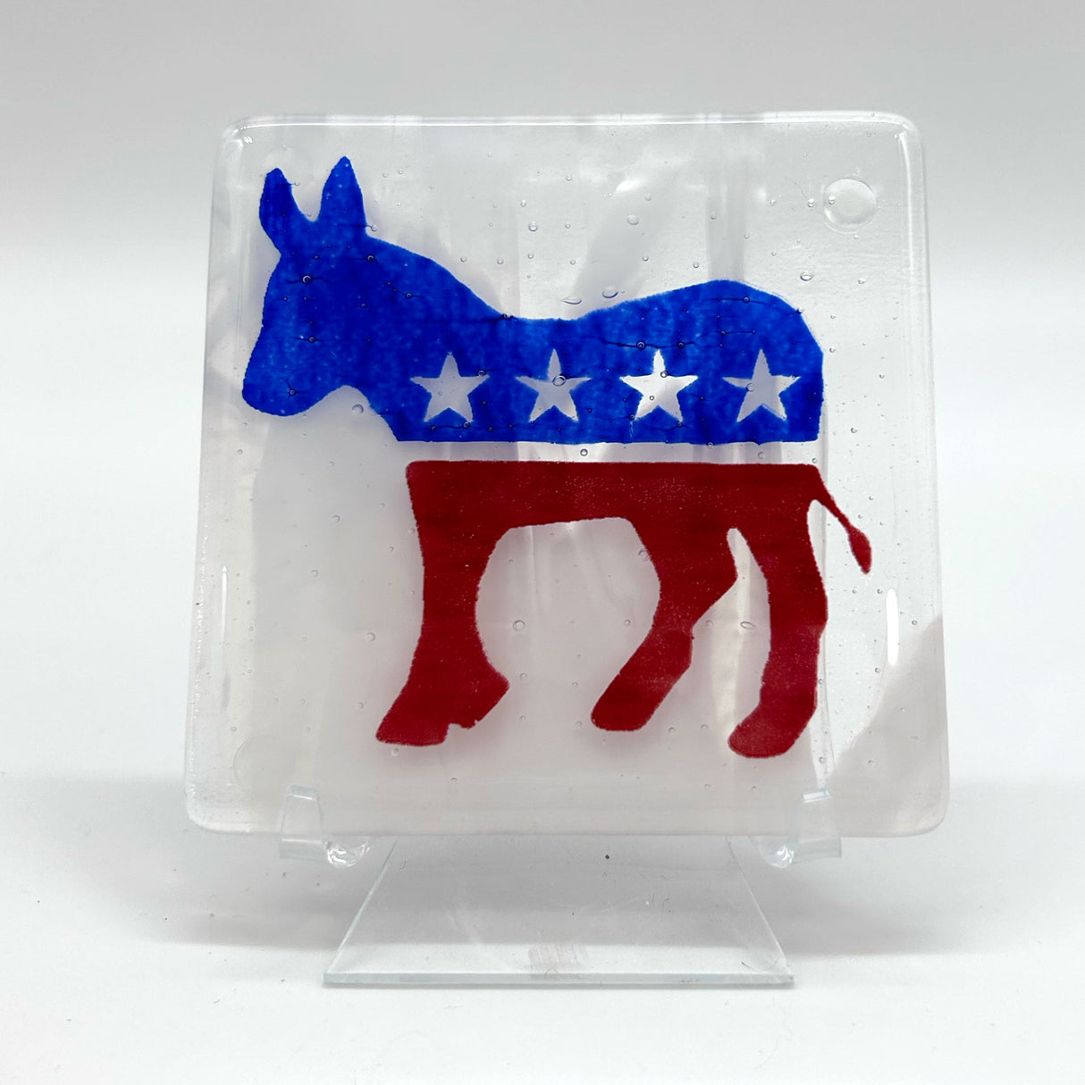 Democratic Donkey Political Fused Glass 4" Single Coaster