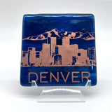 Denver Sunset Skyline Fused Glass 4" Coaster