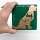 Dog Mom Handmade 4" Single Fused Glass Coaster