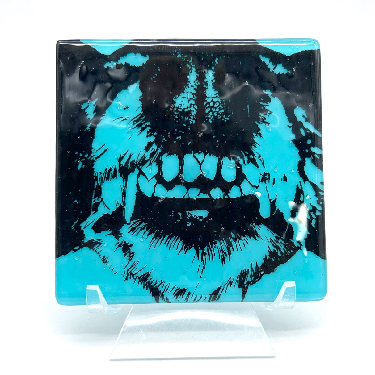 Dr. Teeth (Dog) Handmade 4" Handmade Fused Glass Coaster