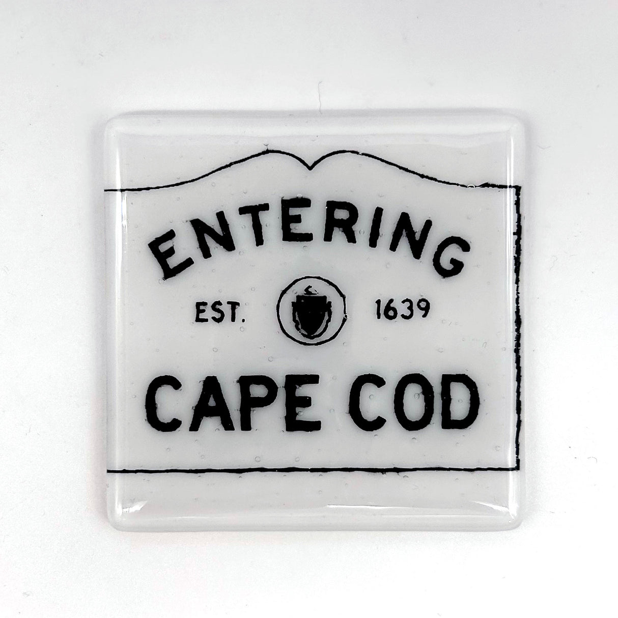 Entering Cape Cod Fused Glass 4" Single Coaster - made to order