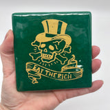 Eat The Rich 4" Handmade Single Fused Glass Coaster
