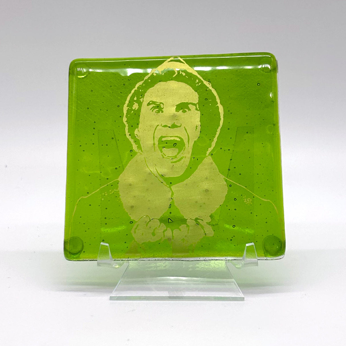 Elf Christmas Fused Glass 4" Single Coaster