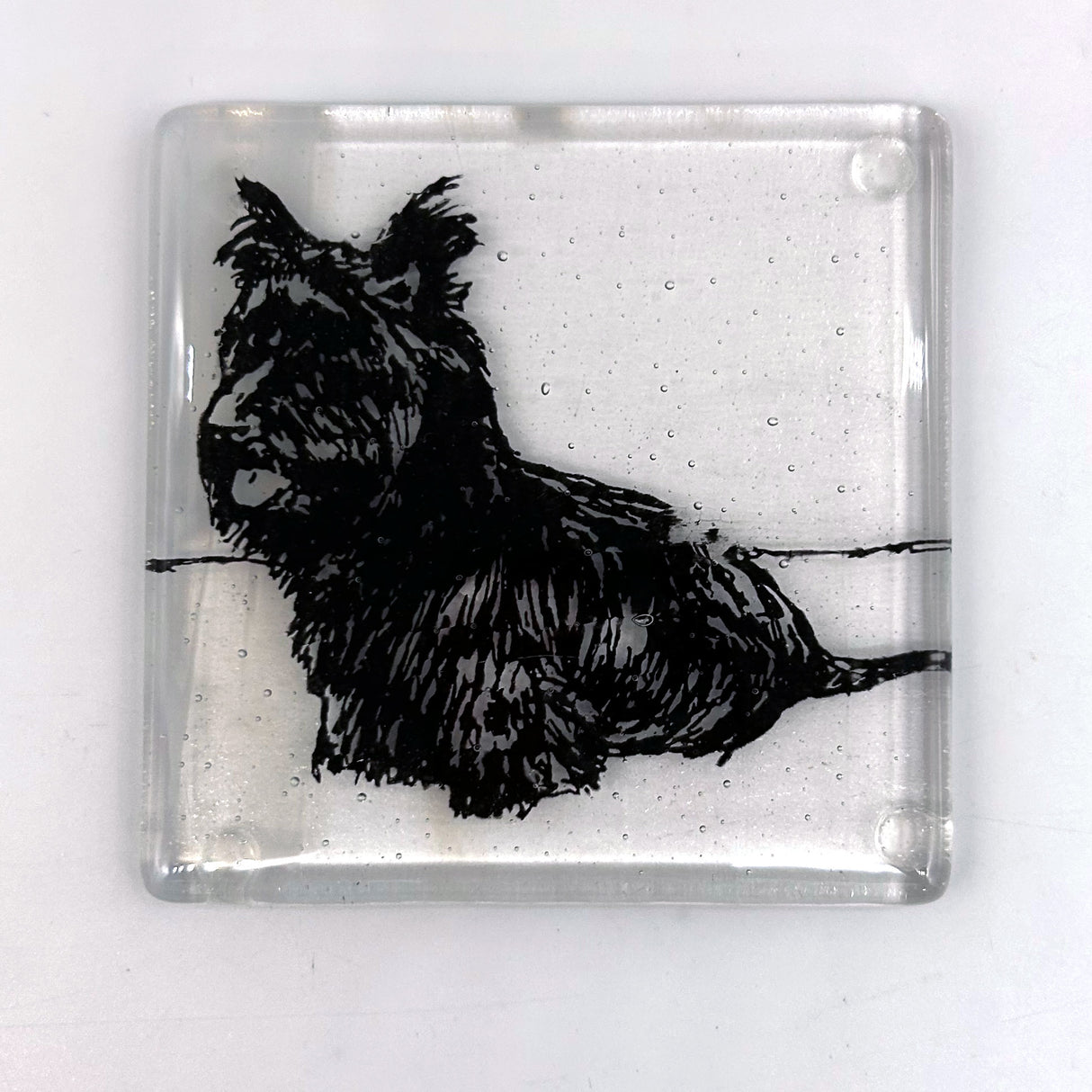 FDR Fala Roosevelt Dog Fused Glass 4" Single Coaster