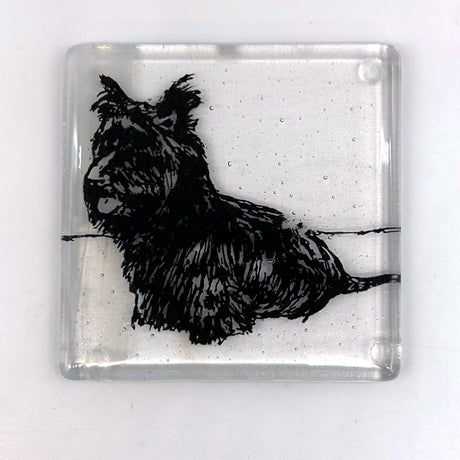 FDR Fala Roosevelt Dog Fused Glass 4" Single Coaster