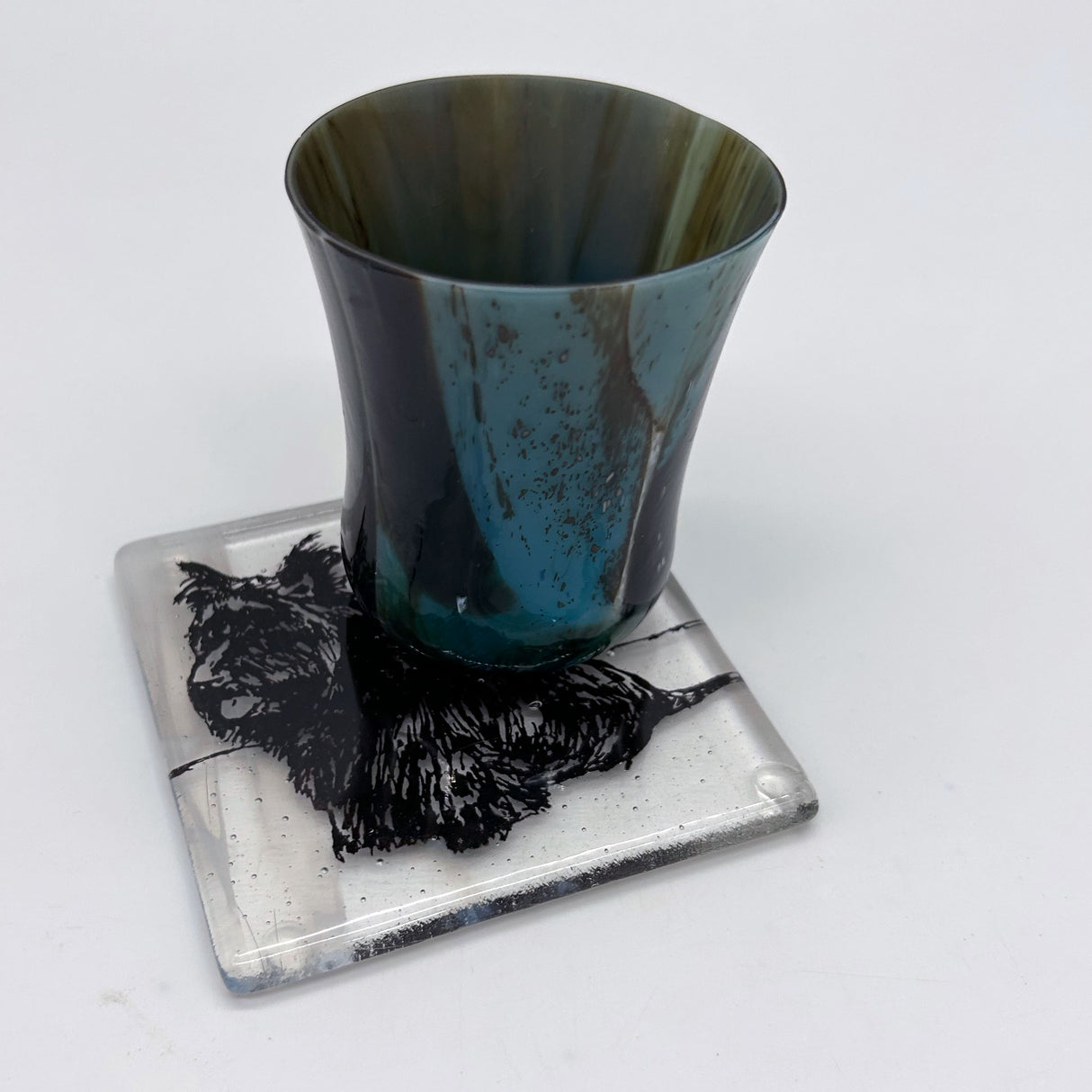 FDR Fala Roosevelt Dog Fused Glass 4" Single Coaster